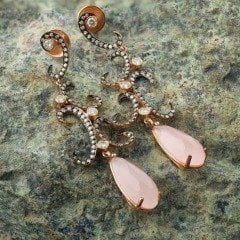 Pırlanta Pink Quartz Küpe