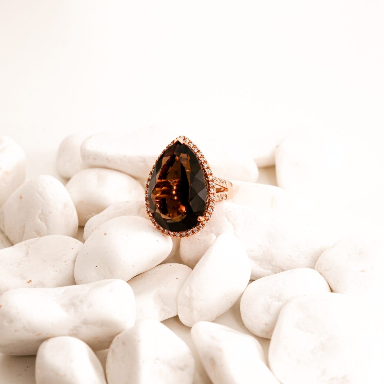 Pırlanta Smoky Quartz Taşlı Yüzük