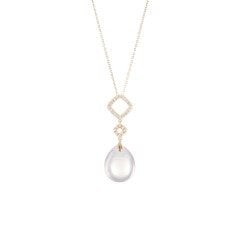 Pırlanta Taşlı Pink Quartz Kolye
