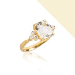 Pırlanta Taşlı Green Topaz Yüzük