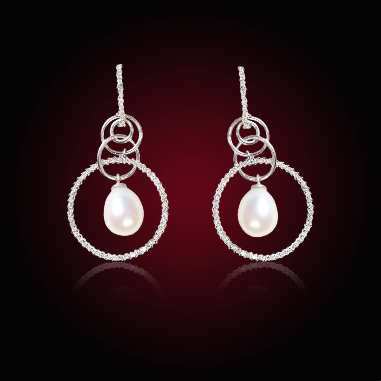 Pırlanta Taşlı İncili Küpe