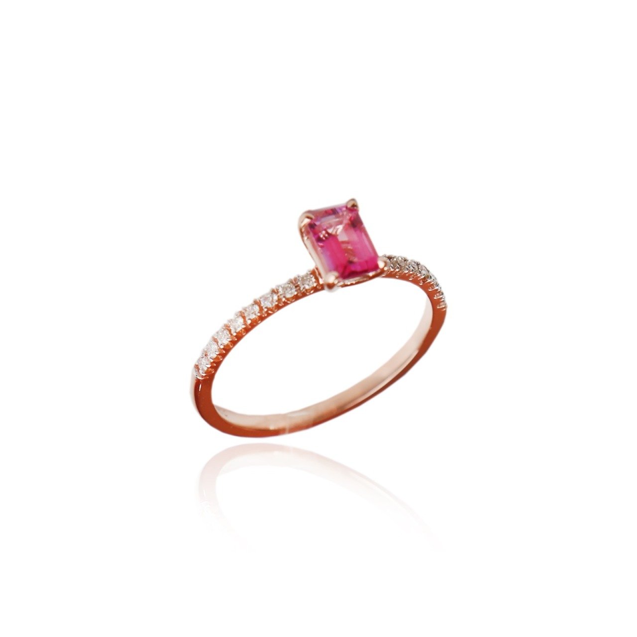 Pırlanta Taşlı Pink Topaz Yüzük