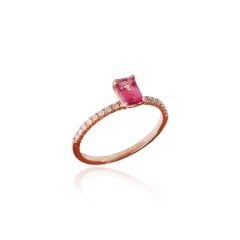Pırlanta Taşlı Pink Topaz Yüzük
