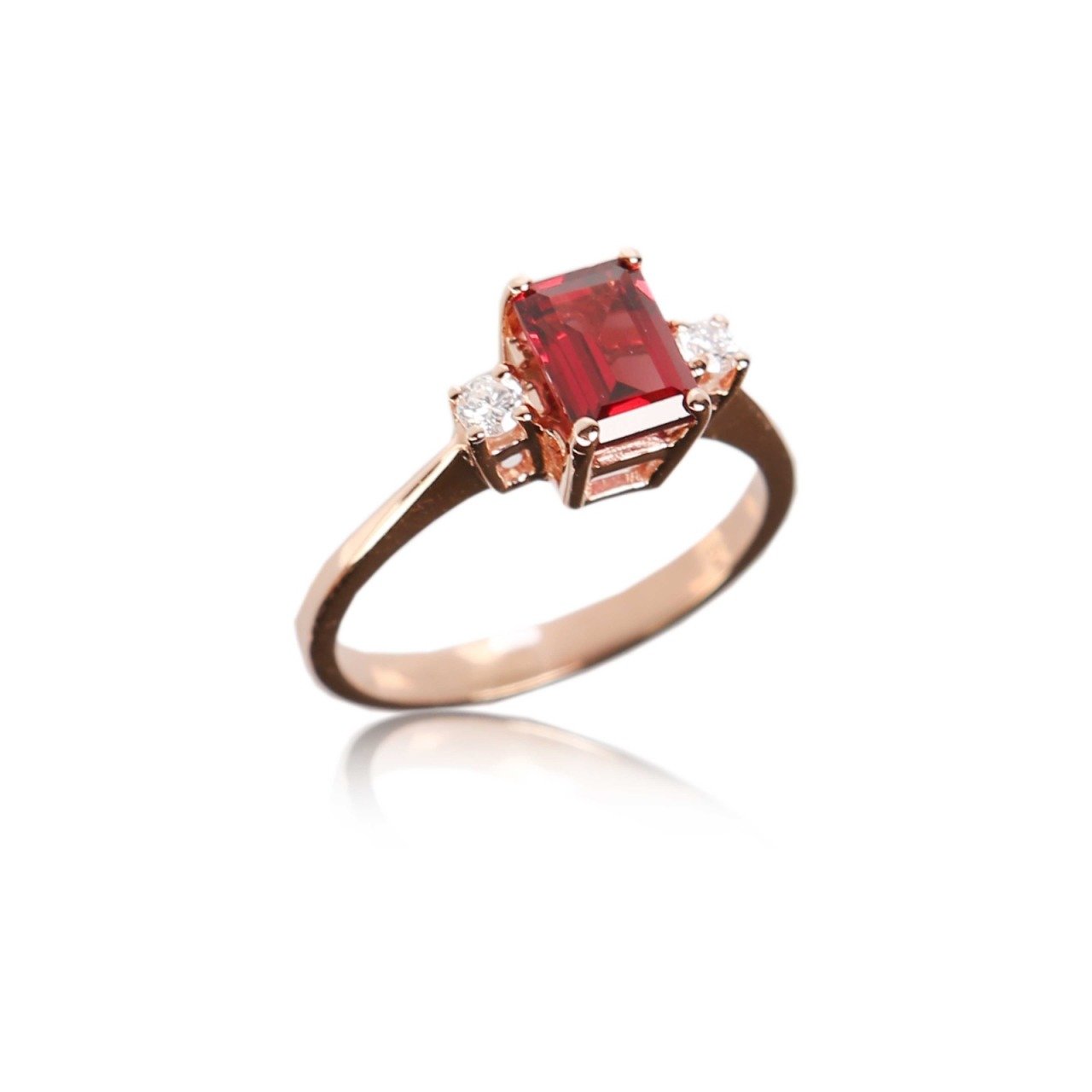 Pırlanta Rhodolite Taşlı Yüzük