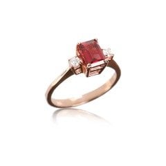 Pırlanta Rhodolite Taşlı Yüzük