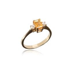 Pırlanta Taşlı Citrine Yüzük
