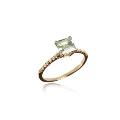 Pırlanta Taşlı Green Topaz Yüzük