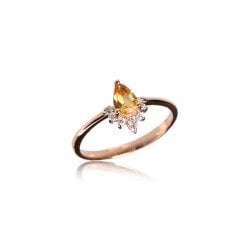 Pırlanta Taşlı Citrine Yüzük