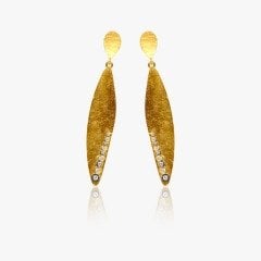 Pırlanta Taşlı 14 Ayar Altın Küpe