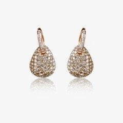 Pırlanta Taşlı 14 Ayar Altın Küpe