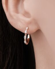 Pırlanta Taşlı 14 Ayar Altın Küpe