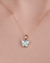 14 Ayar Mineli Kelebek Altın Kolye
