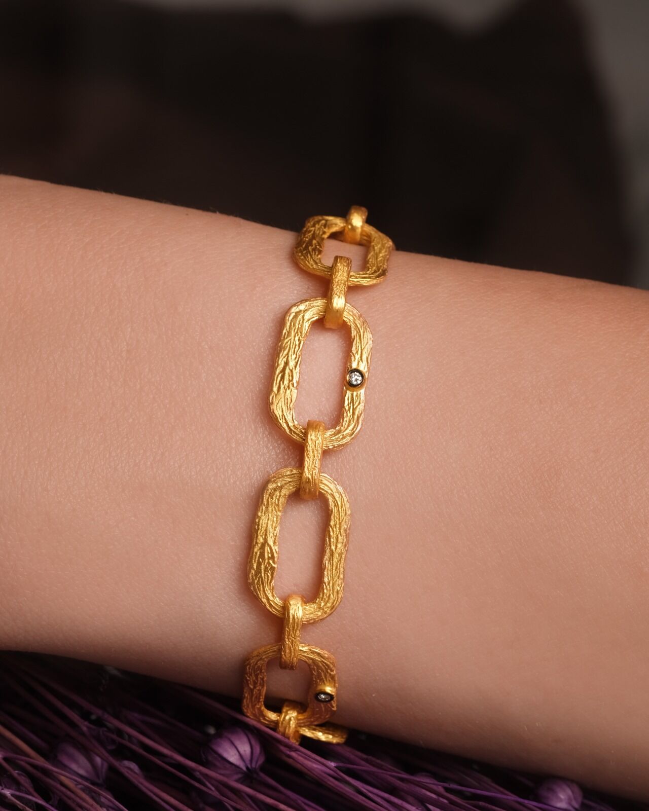 14 Ayar Pırlanta Taşlı Altın Bileklik