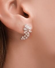 14 Ayar Pırlanta Taşlı Altın Küpe