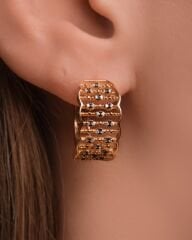 14 Ayar Pırlanta Taşlı Altın Küpe