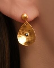 14 Ayar Pırlanta Taşlı Altın Küpe