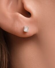 14 Ayar Pırlanta Taşlı Altın Küpe