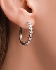 14 Ayar Pırlanta Taşlı Altın Küpe