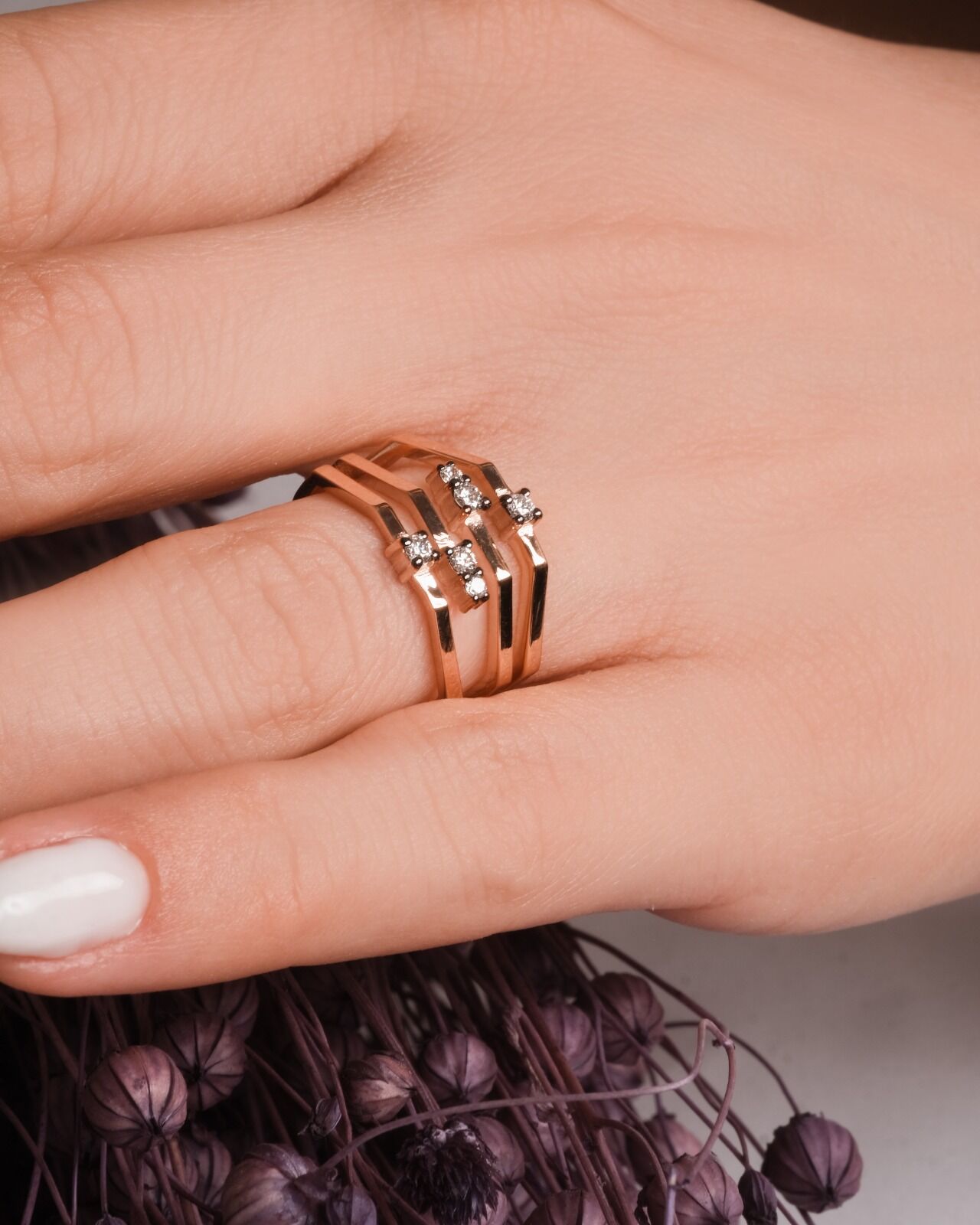 Pırlanta Taşlı 14 Ayar Altın Yüzük